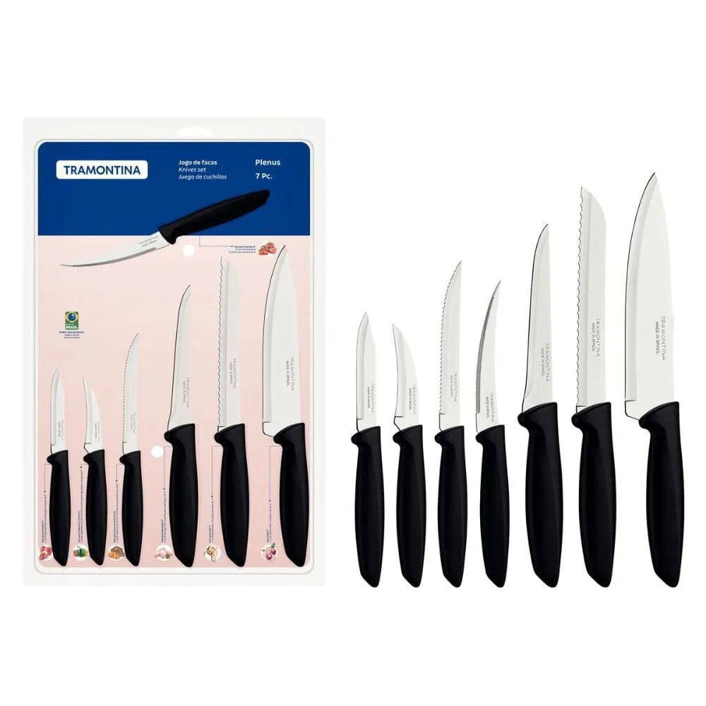 Jogo Facas Inox Plenus Preto 7pc (066)